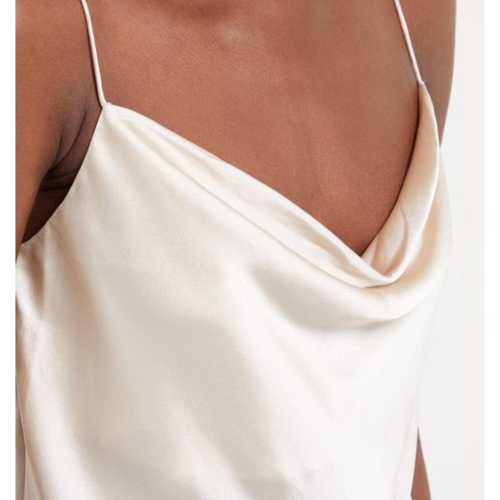 Cowl Neck Silky White Tank Top